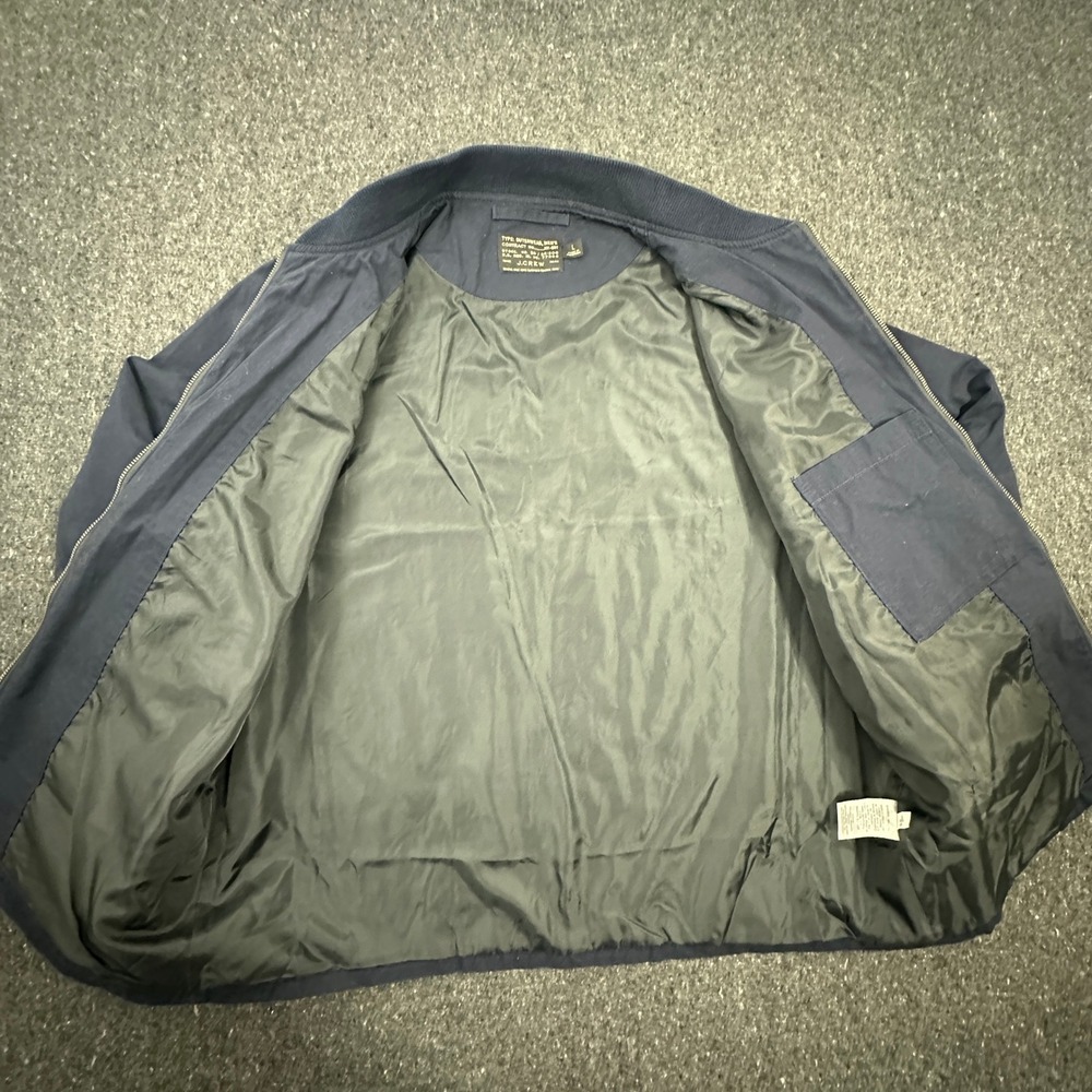 J.Crew Bomber Jacket Mens Large Navy Blue Military Style J5280 Cotton Full Zip - Picture 8 of 9